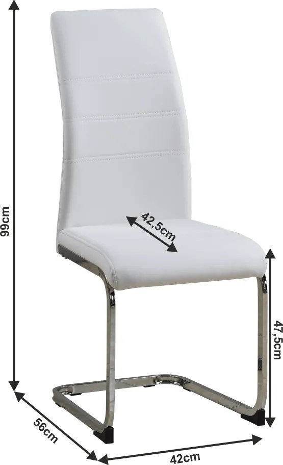 Jedálenská stolička Vatena - biela / chróm