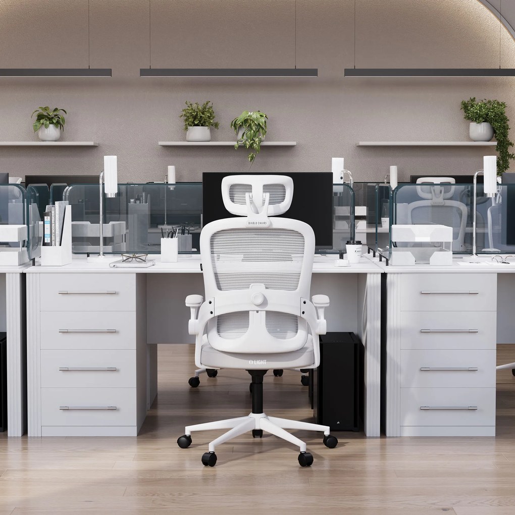 Ergonomická kancelárska stolička svetlosivá Diablo V-Light