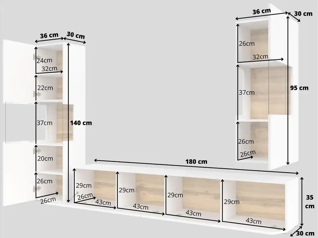 Obývacia stena Avernic Typ 10 (biela + dub wotan). Vlastná spoľahlivá  doprava až k Vám domov. 1042050 | BIANO