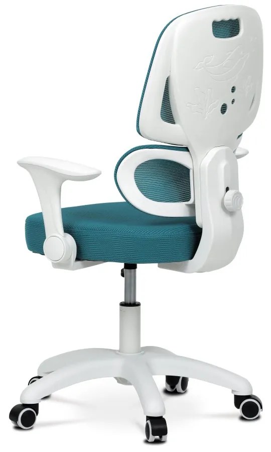 Detská pracovná stolička NANDU — sieť / látka, tyrkysová