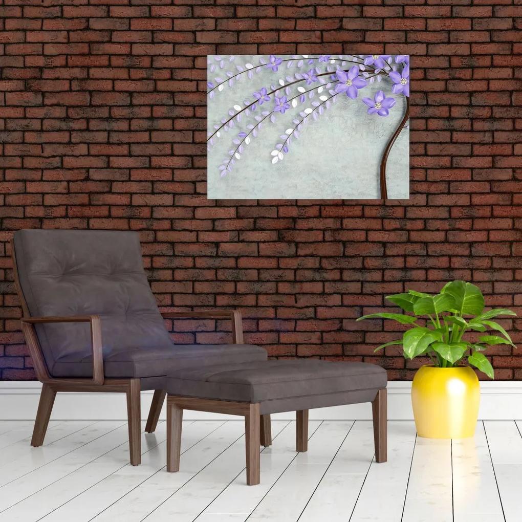 Sklenený obraz - Fialový dážď (70x50 cm)