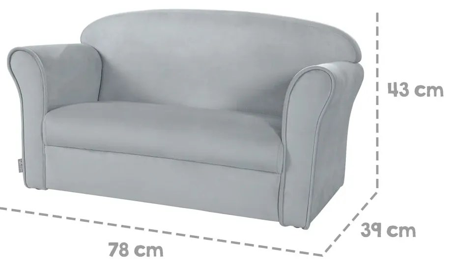 Svetlosivá zamatová detská pohovka 78 cm Lil Sofa – Roba