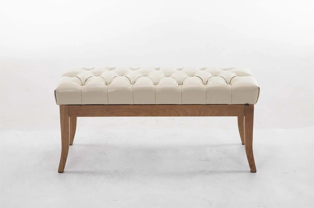 Lavica Ramses 100, drevené nohy antik svetlé - Krémová