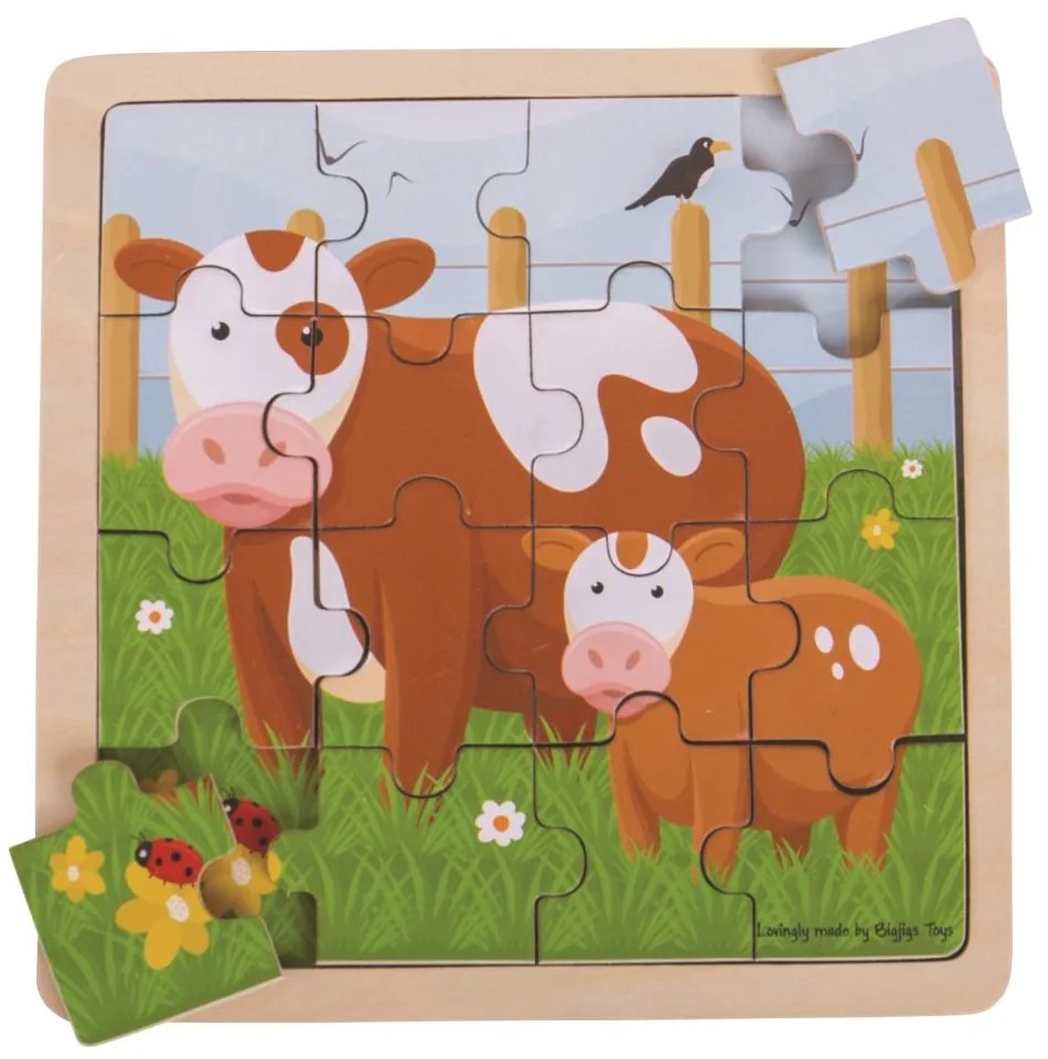 Bigjigs Toys puzzle - Kravička s teliatkom