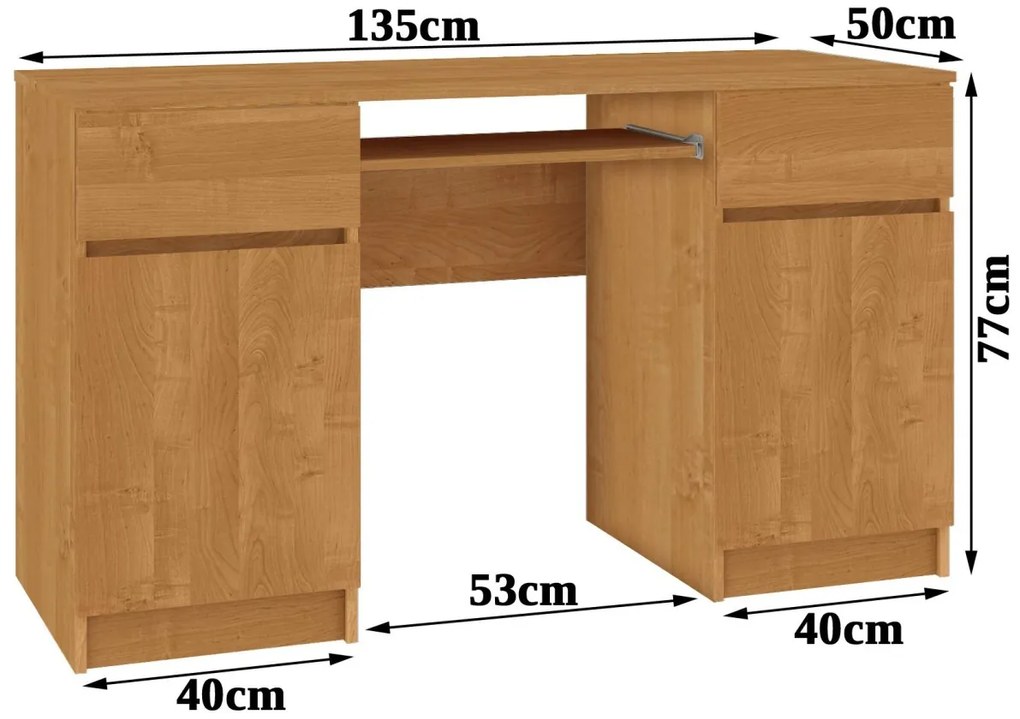 Písací stôl A5 135 cm jelša
