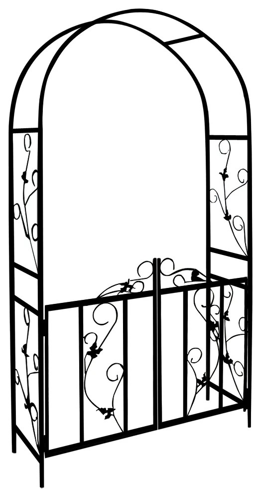 Oblúk na ruže ROMANCE s bránkou, 225x115X37CM, čierna Gardebruk