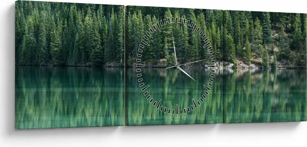 Obraz - Ihličnany pri jazere (s hodinami) (90x30 cm)