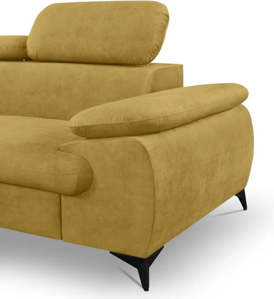 Rohová sedacia súprava Scala, kurkumovo žltá látka, ľavý roh