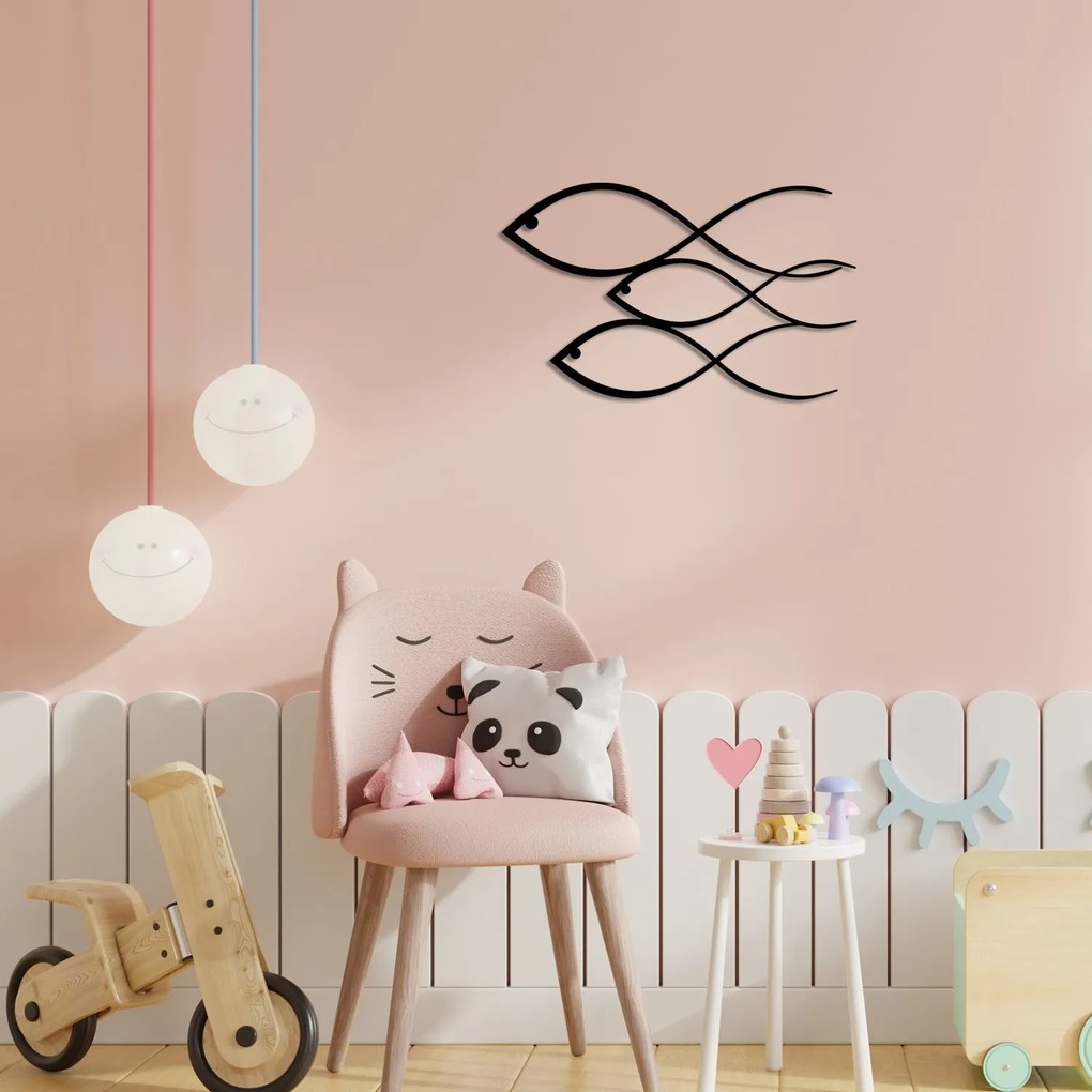 Nástenná kovová dekorácia Ryba čierna