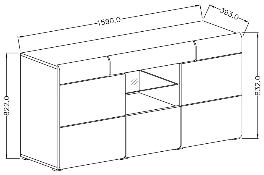 Komoda Toledo 26 Biely Laminát/biely lesk