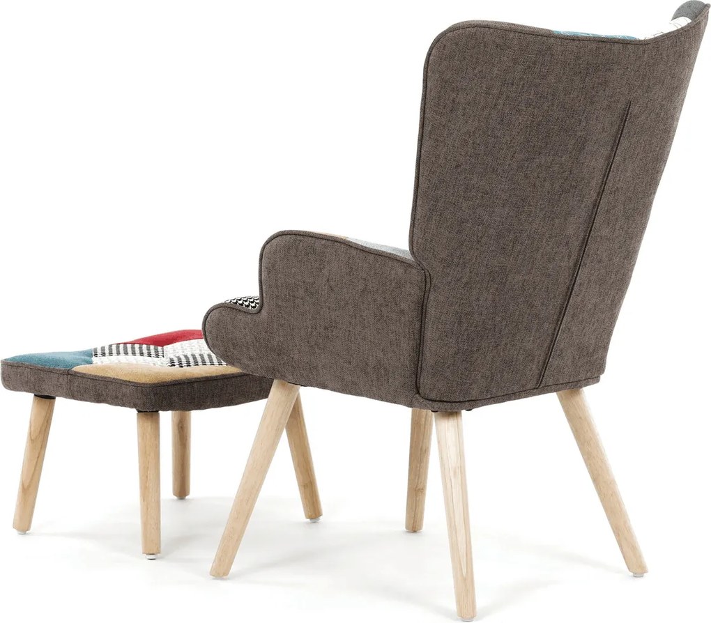 Kreslo ušiak s podnožou PATCHWORK 01