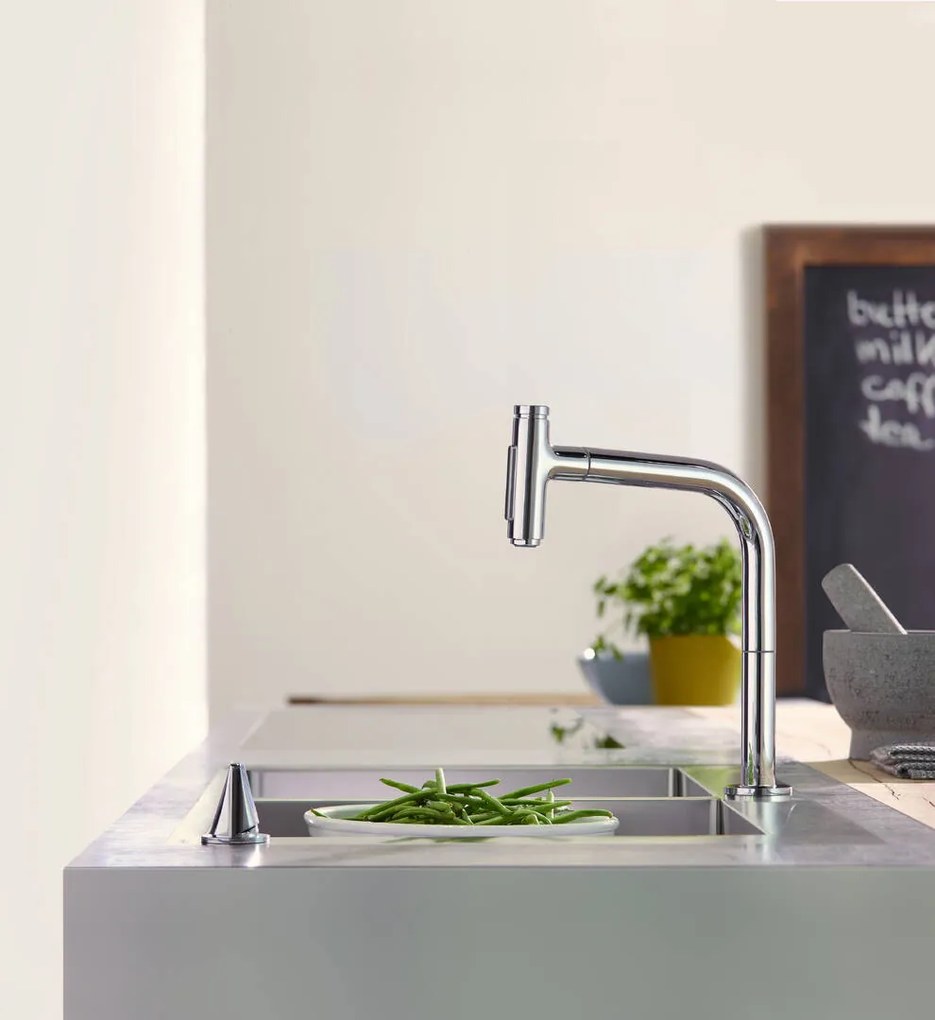 Hansgrohe M71, drezová batéria M7120-H200 s výsuvnou spŕškou, 2-otvorová inštalácia, sBOX, chrómová, HAN-73818000