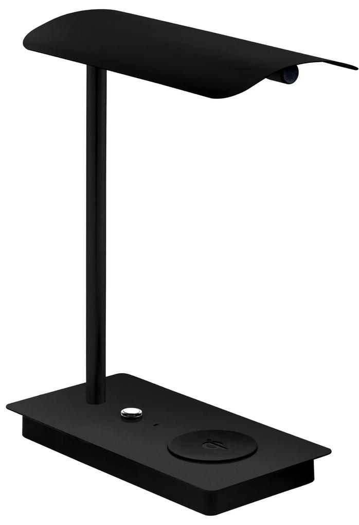 EGLO Stolná LED stmievateľná lampa s možnosťou nabíjania telefónov ARENAZA, 5,8 W, teplá biela, čierna