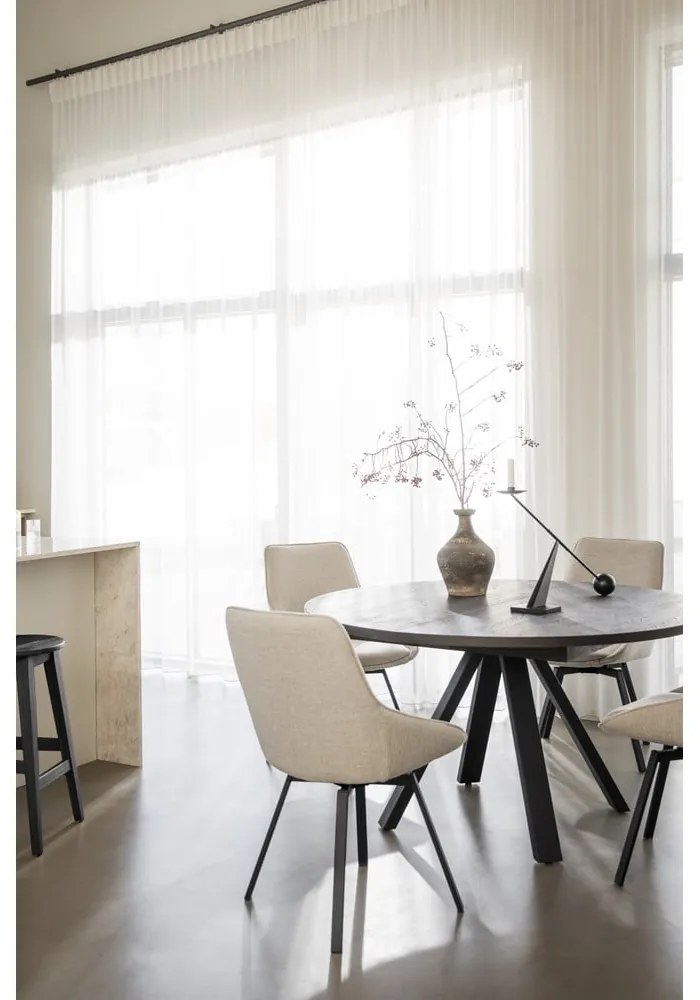 Tmavohnedý okrúhly rozkladací jedálenský stôl v dekore duba ø 135 cm Maddock – Rowico