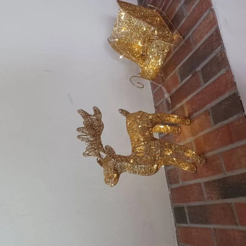 DECOLED LED světelný jelen se sáněmi, 40 cm, teple bílá