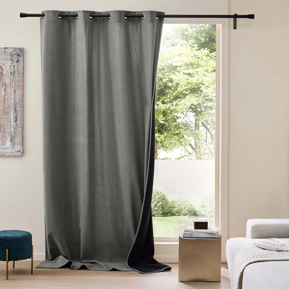 Antracitový menčestrový termo záves 140x260 cm Madison – douceur d'intérieur