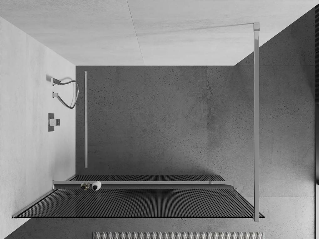 Mexen Kioto, sprchová zástena s poličkou a vešiakom na uteráky 70 x 200 cm, 8mm sklo s rebrovým vzorom, chrómový profil, 800-070-121-01-09
