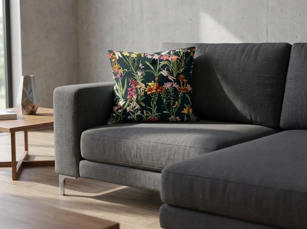 Dekoračná obliečka na vankúš MYSTIC GARDEN 45x45 cm, tmavozelená