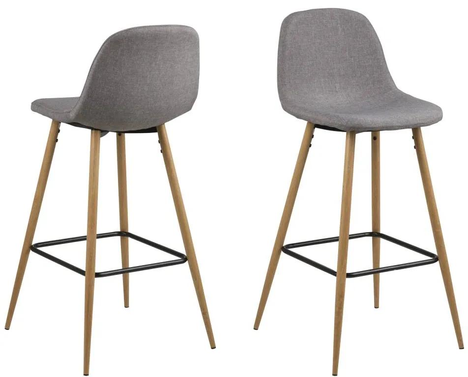Dizajnová barová stolička Nayeli, svetlo šedá a prírodná