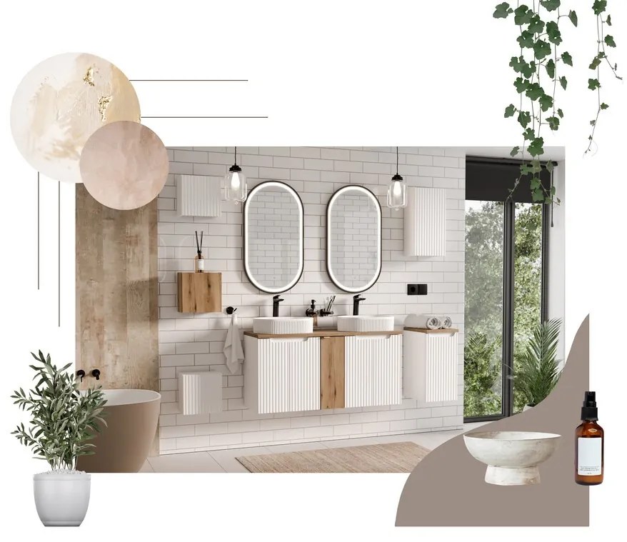 Závesná skrinka pod umývadlo Nova White II s doskou 80 cm biela/dub coast evoke