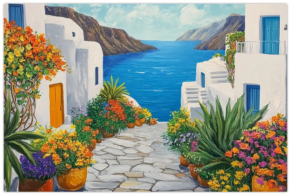 Obraz - Grécka ulička (90x60 cm)