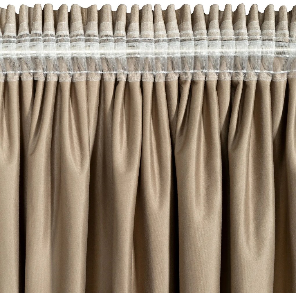 ZATEMŇOVACÍ ZÁVES NA PÁSKE ESTEL 140X270 CM TMAVOBÉŽOVÁ