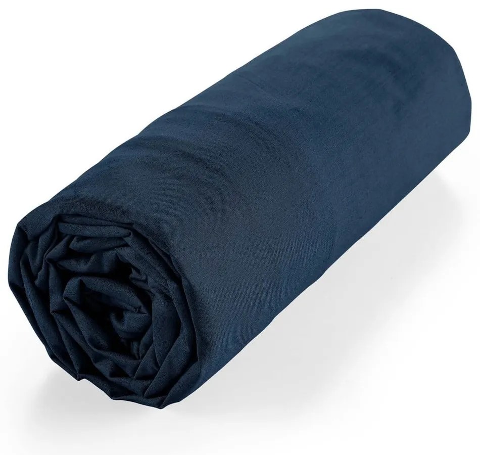 Tmavomodrá napínacia plachta z Bio bavlny 160x200 cm Biolina – douceur d'intérieur