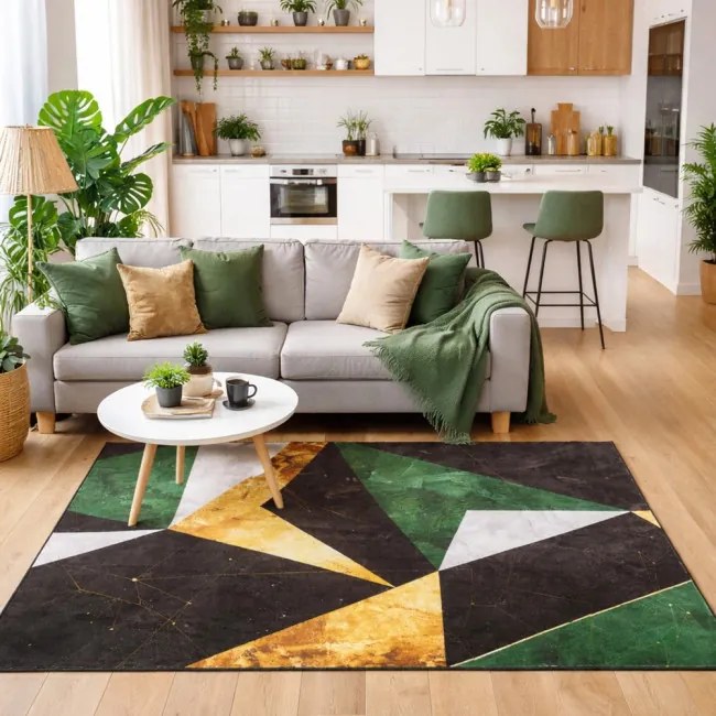 Protišmykový koberec NOVO mramor / zelený