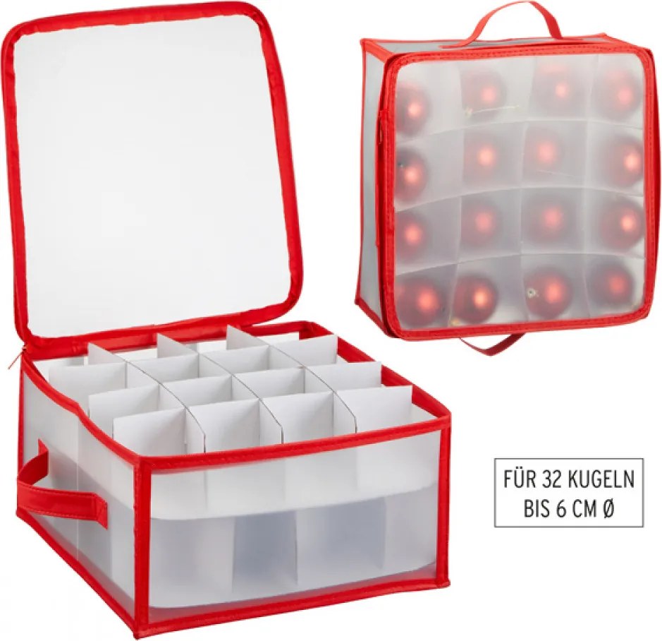 usporadejto.cz Vianočný úložný box na gule, ozdoby a vianočné dekorácie, 32 kusov