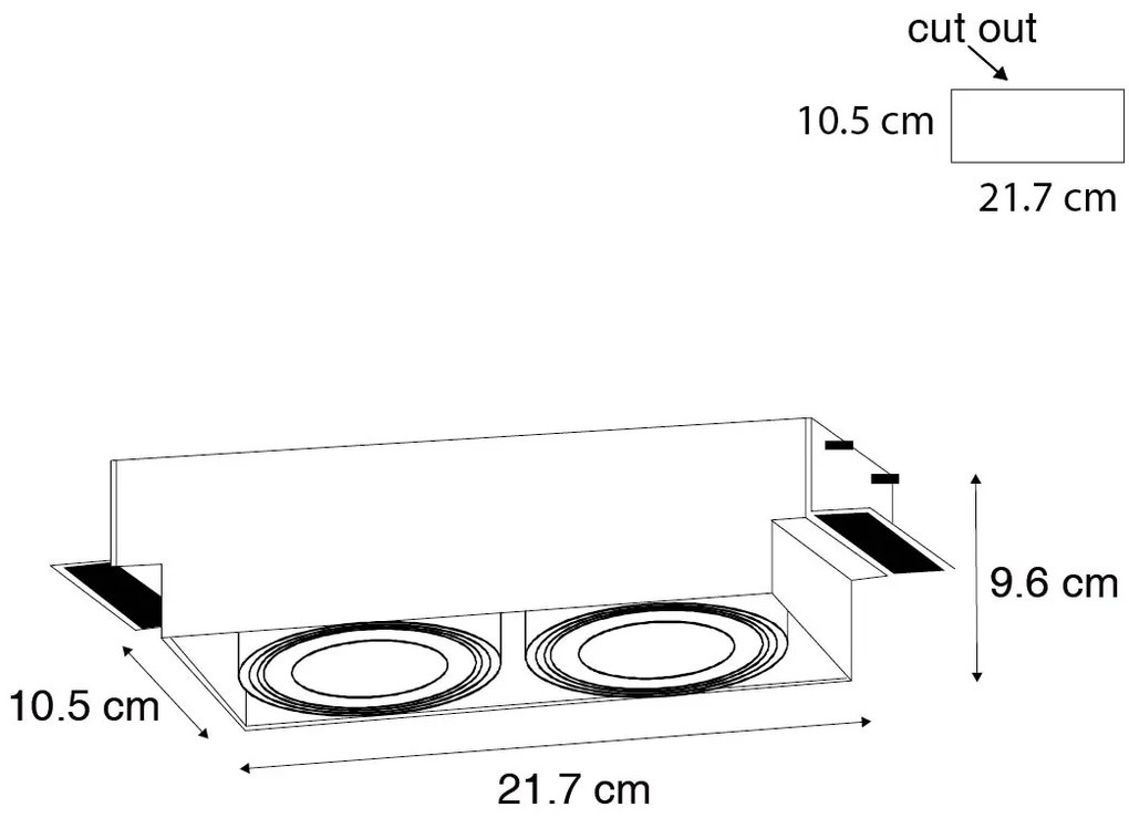 Zapustený reflektor biely GU10 AR70 bez rámu 2-svetlo - Oneon