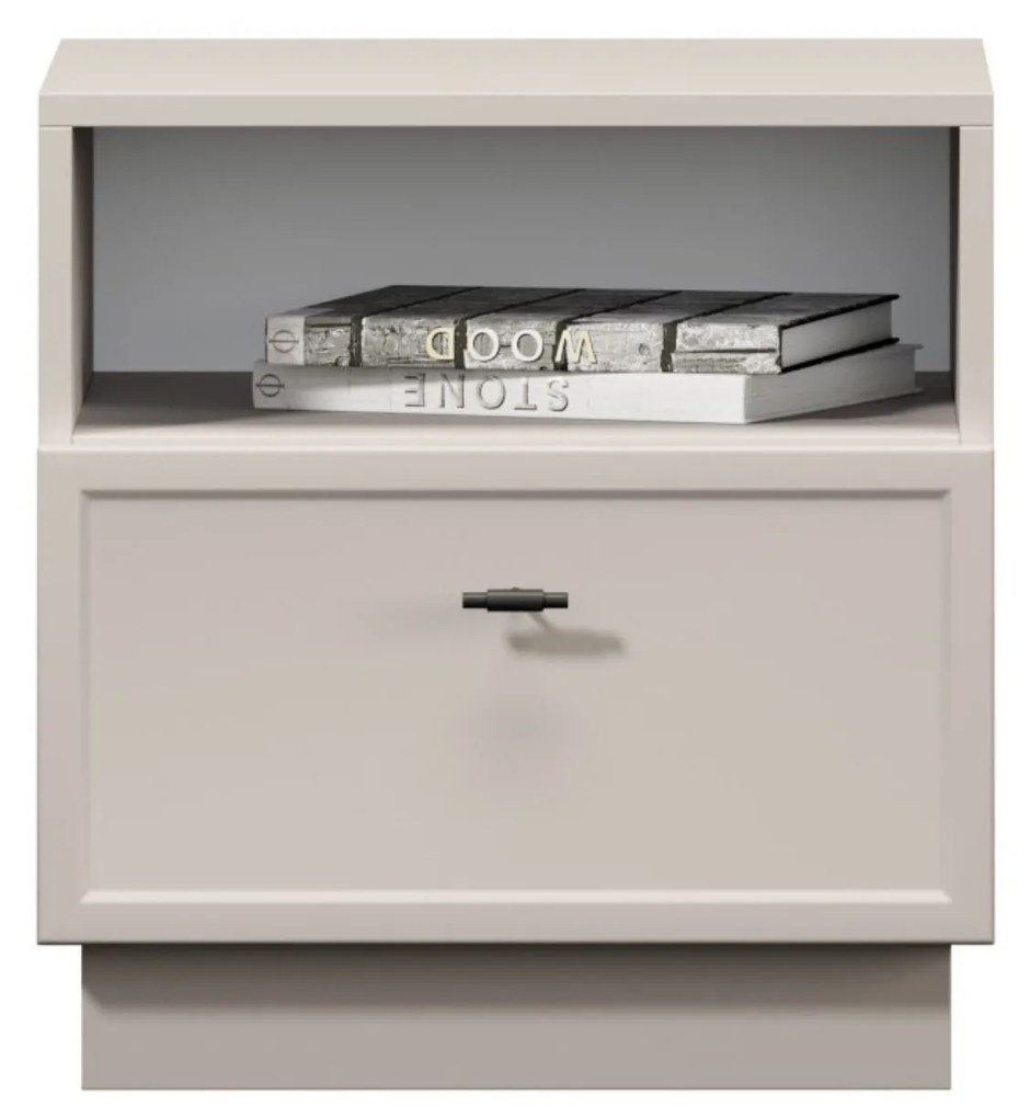 Nočný stolík Lorini so zásuvkou 45 cm - kašmír / čierna úchytka T-bar