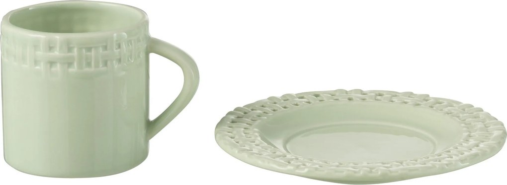 Zelená keramická šálka s tanierikom Hella Pastel Green - 14*14*9 cm