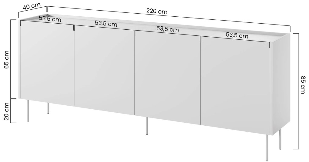 Komoda Desin 220 cm - kašmírová / dub nagano