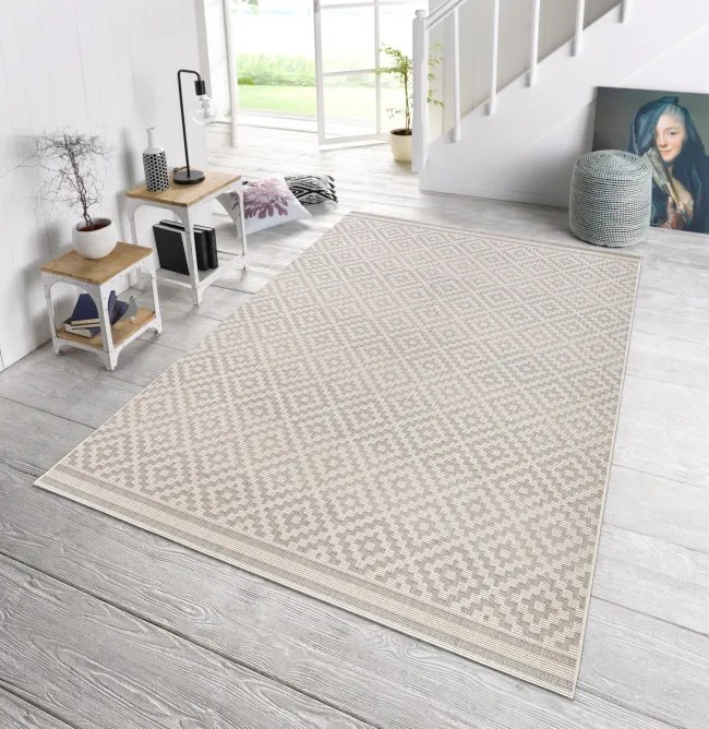 Koberec Hanse Home Meadow Raute sivý / krémový