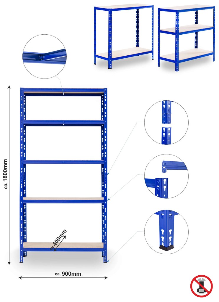 Trestles Balíček 10xSUPER HIT - Policový regál 1800x900x400 Farba: Červená