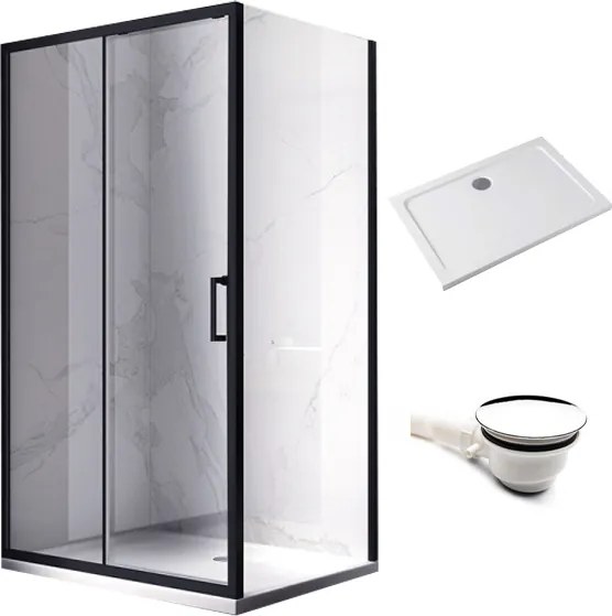 BPS-koupelny Obdĺžnikový sprchovací kút HYD-OK104B 110x90 čierna/transparent + vanička HYD-OSV-ST04B biela