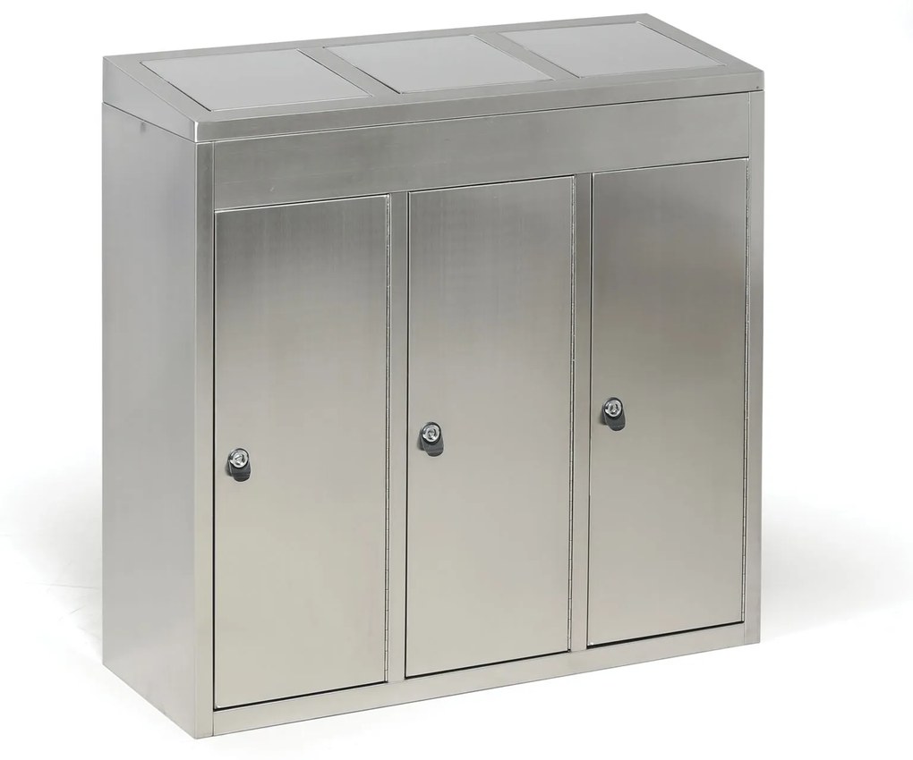 Odpadkový kôš na triedený odpad, 3x37 l, nerez