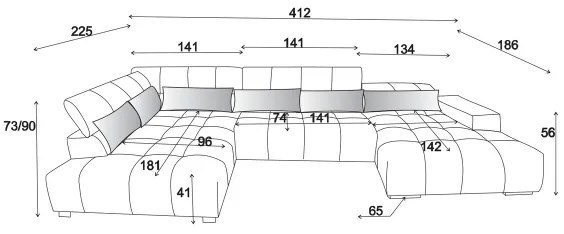 Rohová sedacia súprava do U TROPEA ľavá s opierkami hlavy, béžová