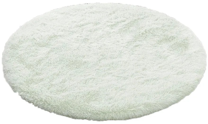 TZ Biely okrúhly shaggy koberec Lana Rozmer: 80 cm