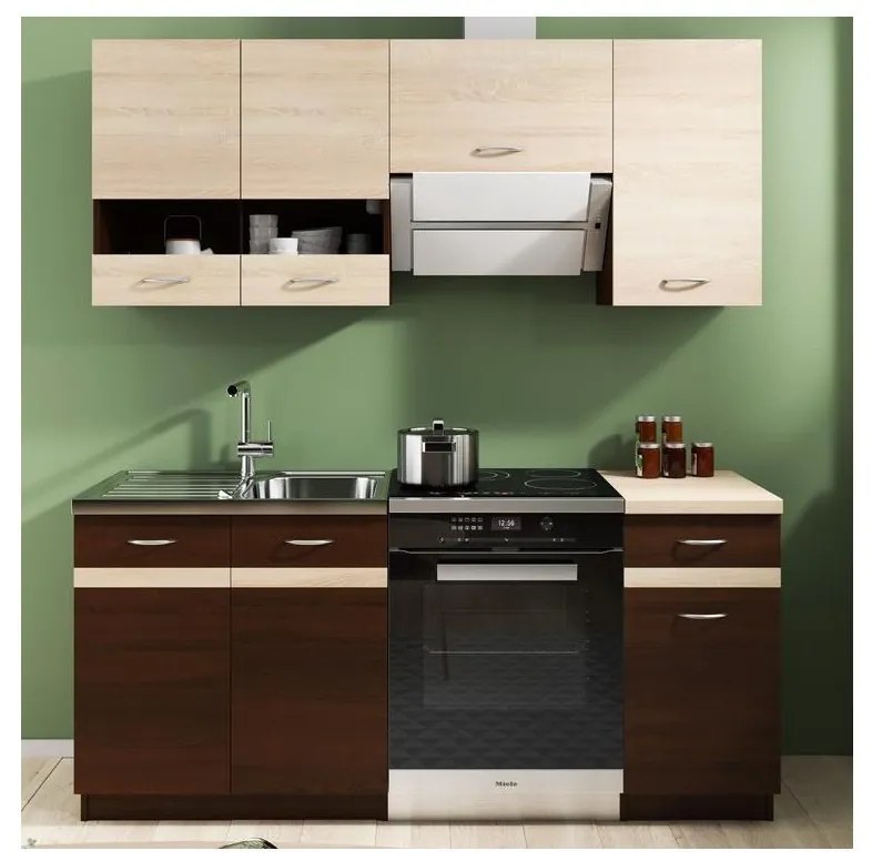 Kuchynská linka VALERIA 180 cm dub sonoma/hnedá