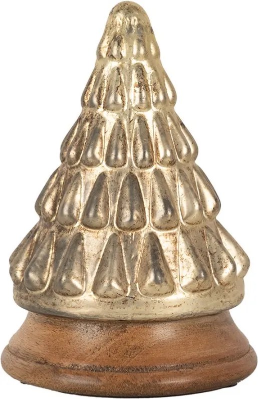 Sklenená vianočná dekorácia zlatého stromčeka - 13*19 cm