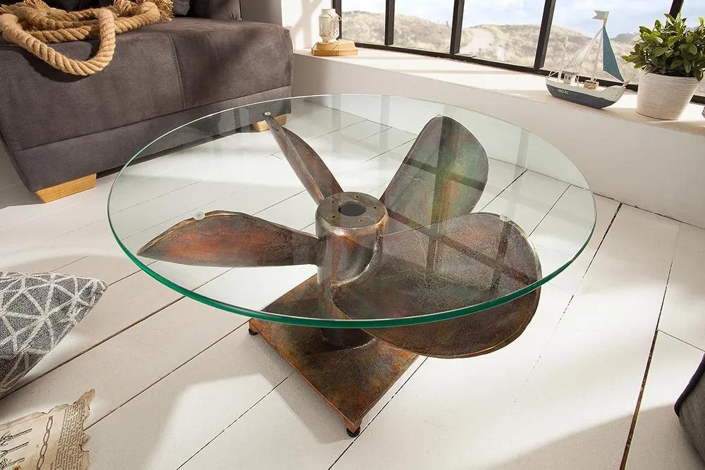 Dizajnový konferenčný stôl Propeller, 60 cm, medený antik
