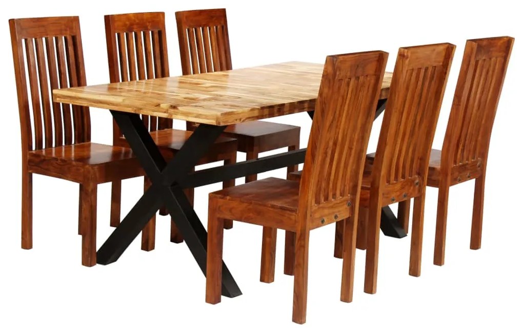 vidaXL Súprava jedálenského stola 7-dielna, akáciové a mangové drevo