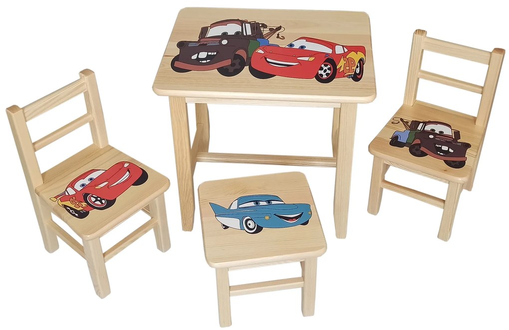 Detský stôl so stoličkami Autá