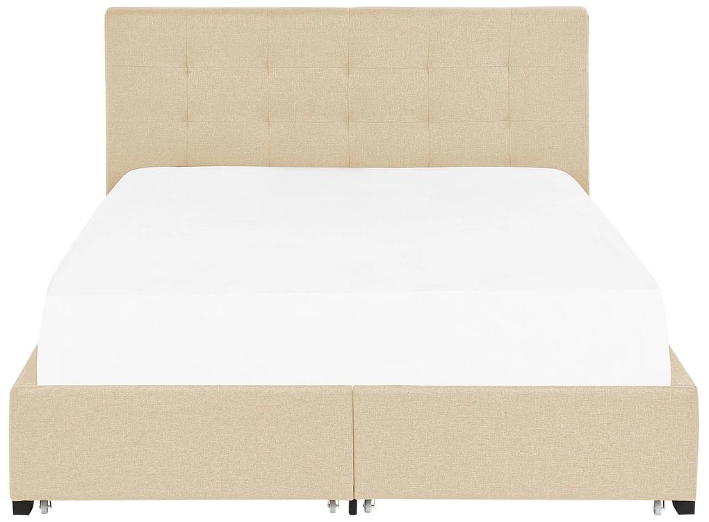 Čalúnená posteľ s úložným priestorom 160 x 200 cm béžová LA ROCHELLE Beliani