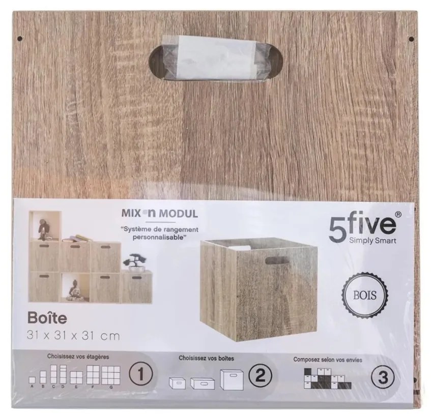 Úložný box Wood, 31x31x31 cm, hnedá
