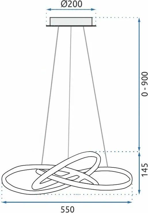Toolight - LED závesné svietidlo APP394-CP + diaľkové ovládanie, zlatá, OSW-06910