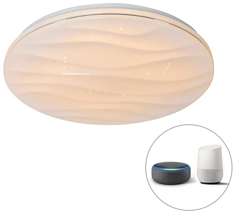 Inteligentné stropné svietidlo biele 48 cm vrátane LED a stmievača - Damla