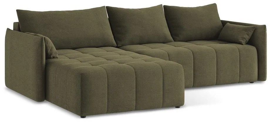 Khaki rozkladacia/s úložným priestorom rohová pohovka (ľavý roh/s leňoškou) Moku – Makamii