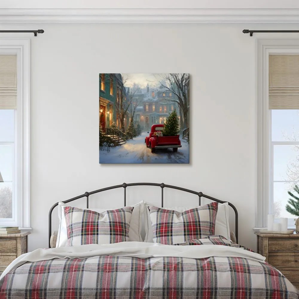 Obraz vianočná atmosféra v zasneženej ulici